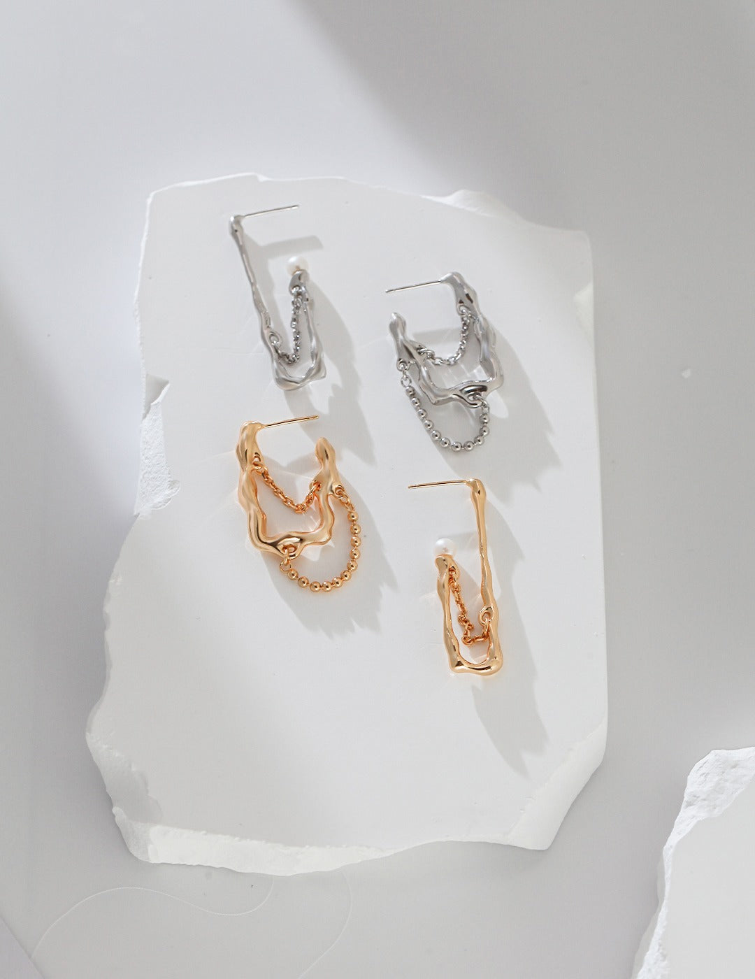 S925 Asymmetric Pearl Earrings
