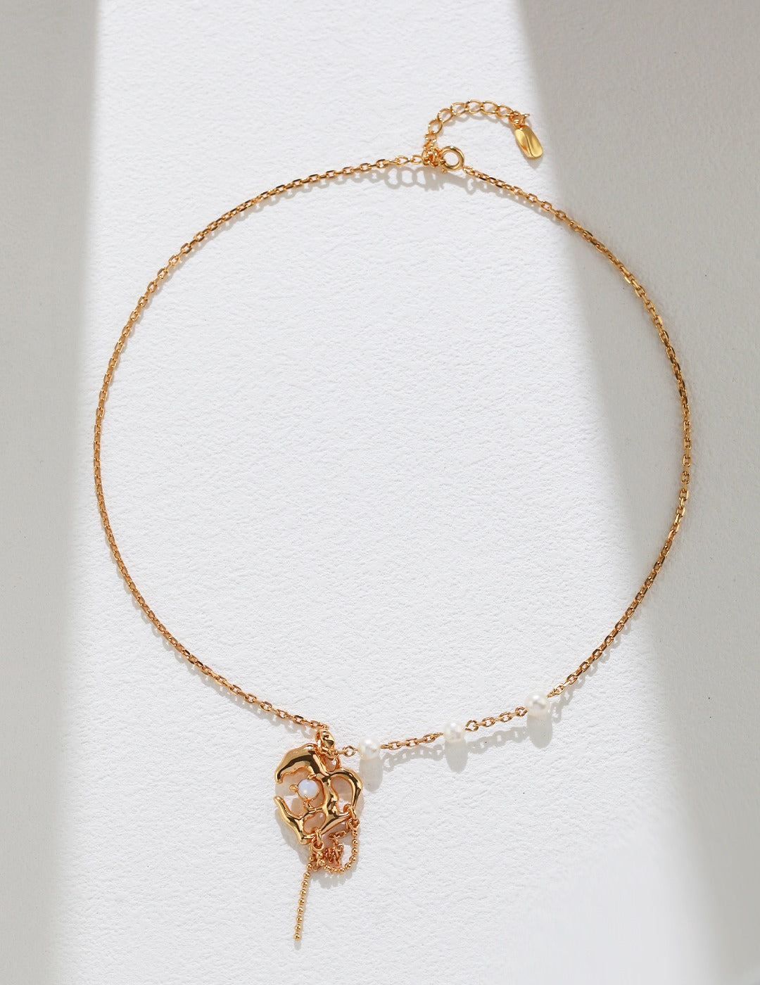 S925 Love Intertwined Pearl Opal Necklace