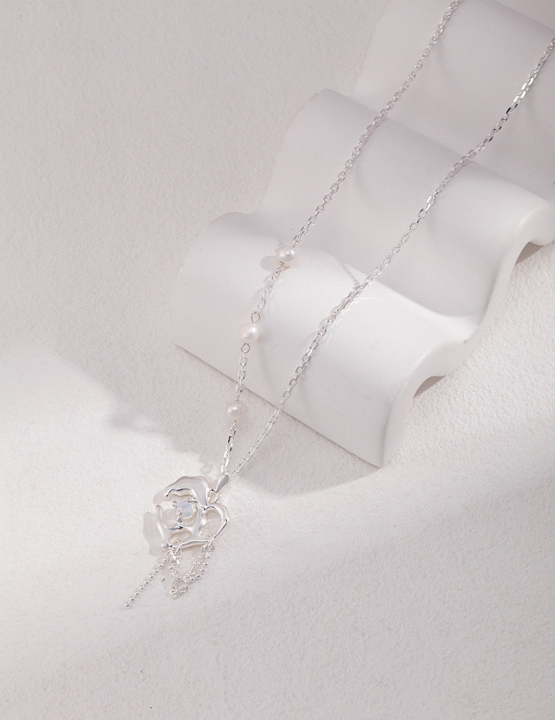 S925 Love Intertwined Pearl Opal Necklace