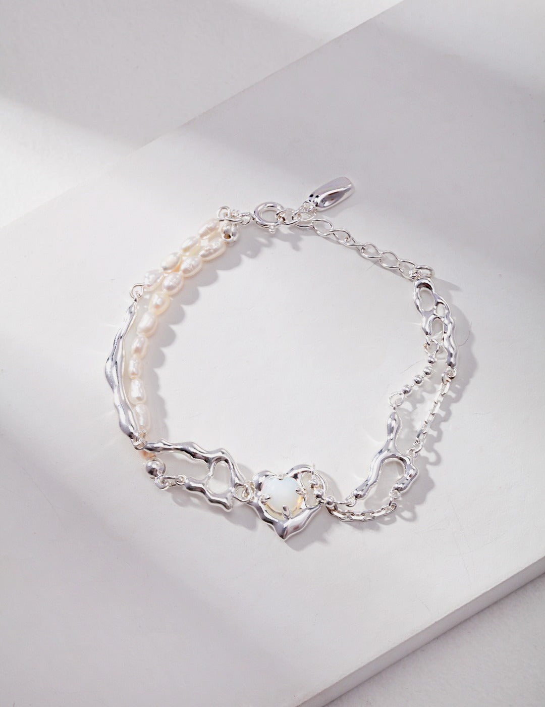 S925 Love Intertwined Pearl Opal Bracelet