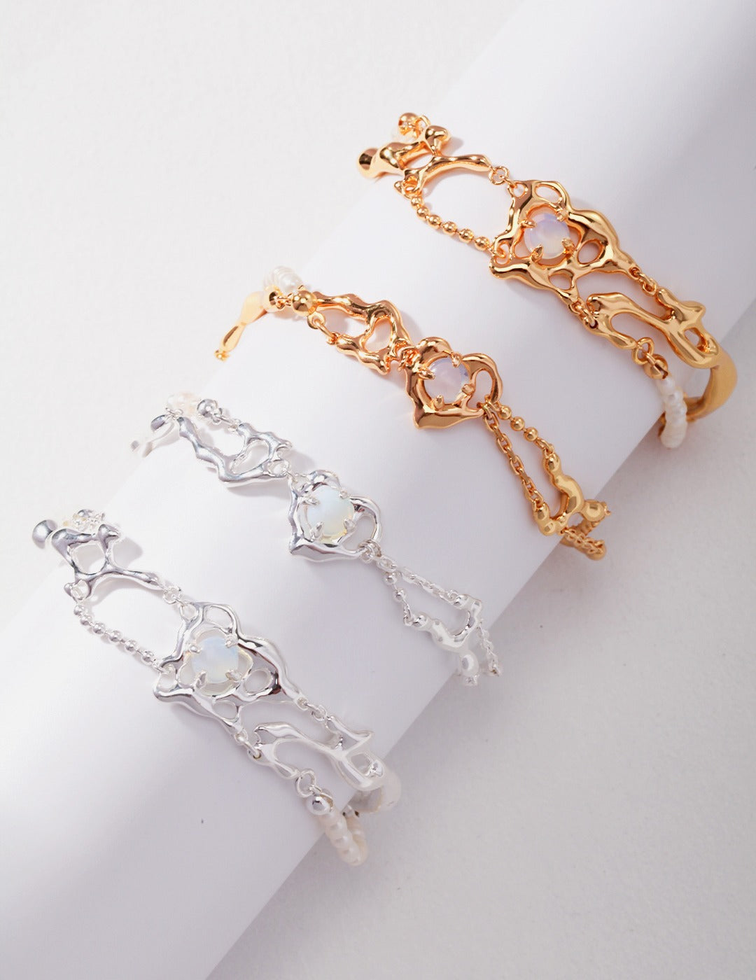 S925 Love Intertwined Pearl Opal Bracelet