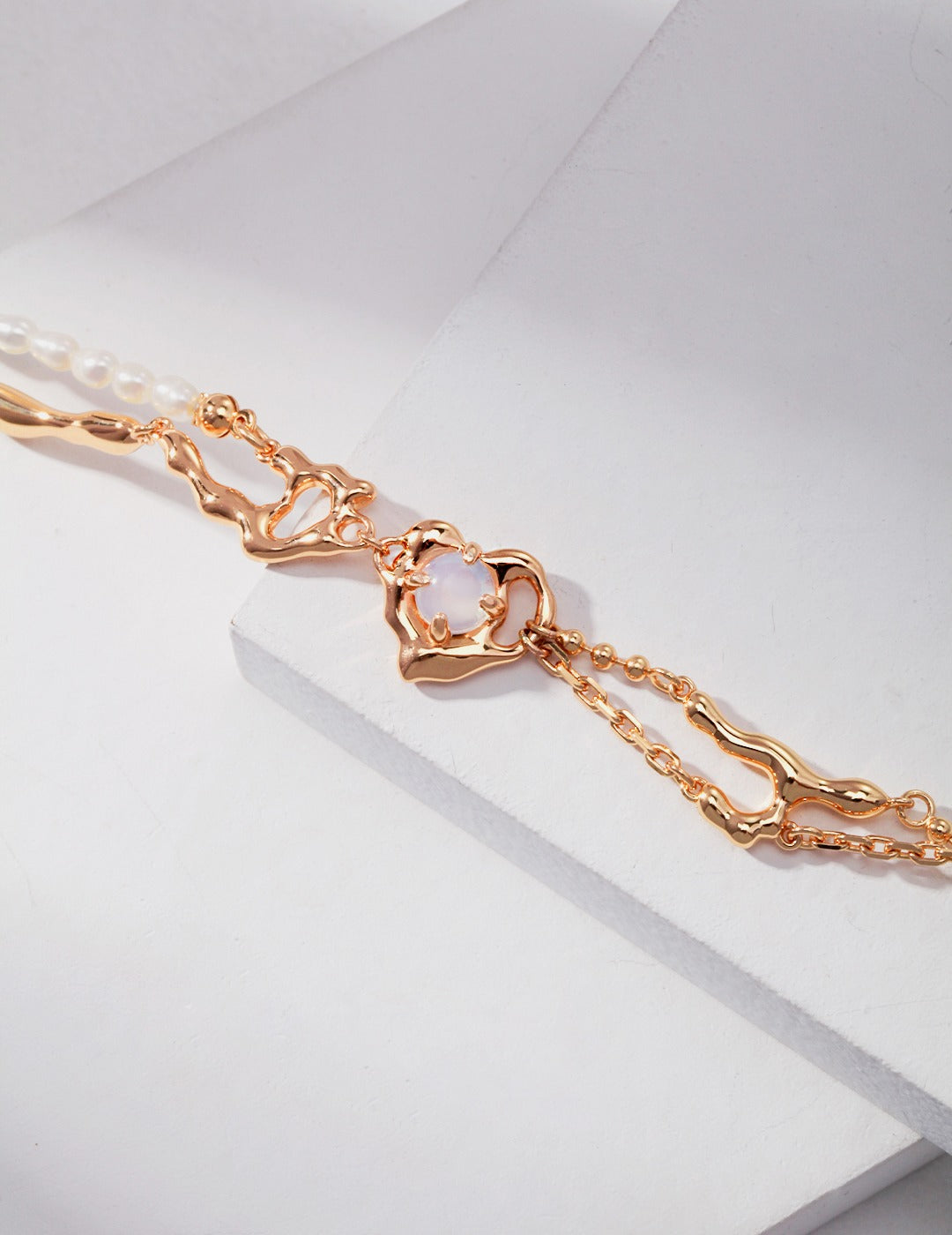 S925 Love Intertwined Pearl Opal Bracelet