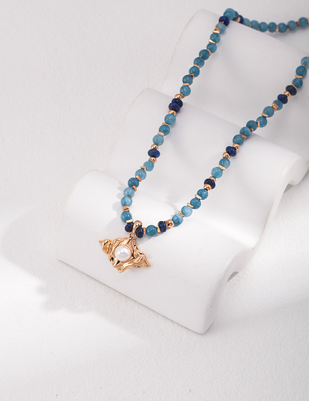 S925 Pearl Stone Lapis Lazuli Necklace