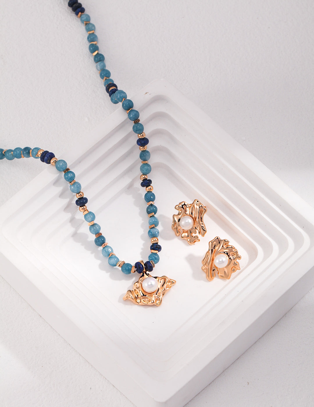 S925 Pearl Stone Lapis Lazuli Necklace