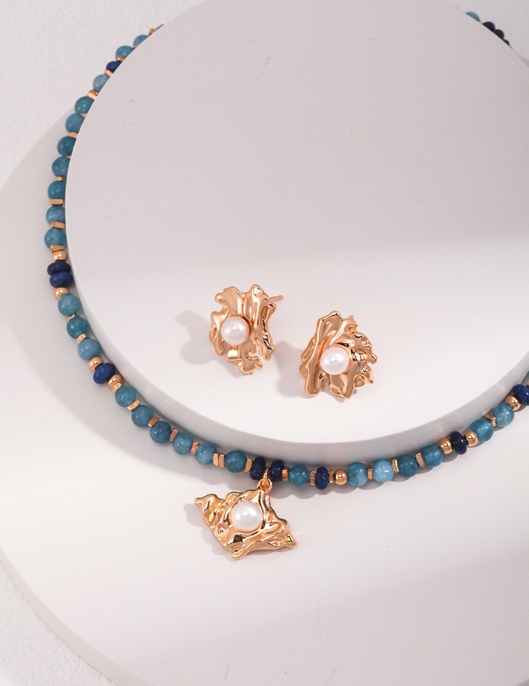 S925 Pearl Stone Lapis Lazuli Necklace