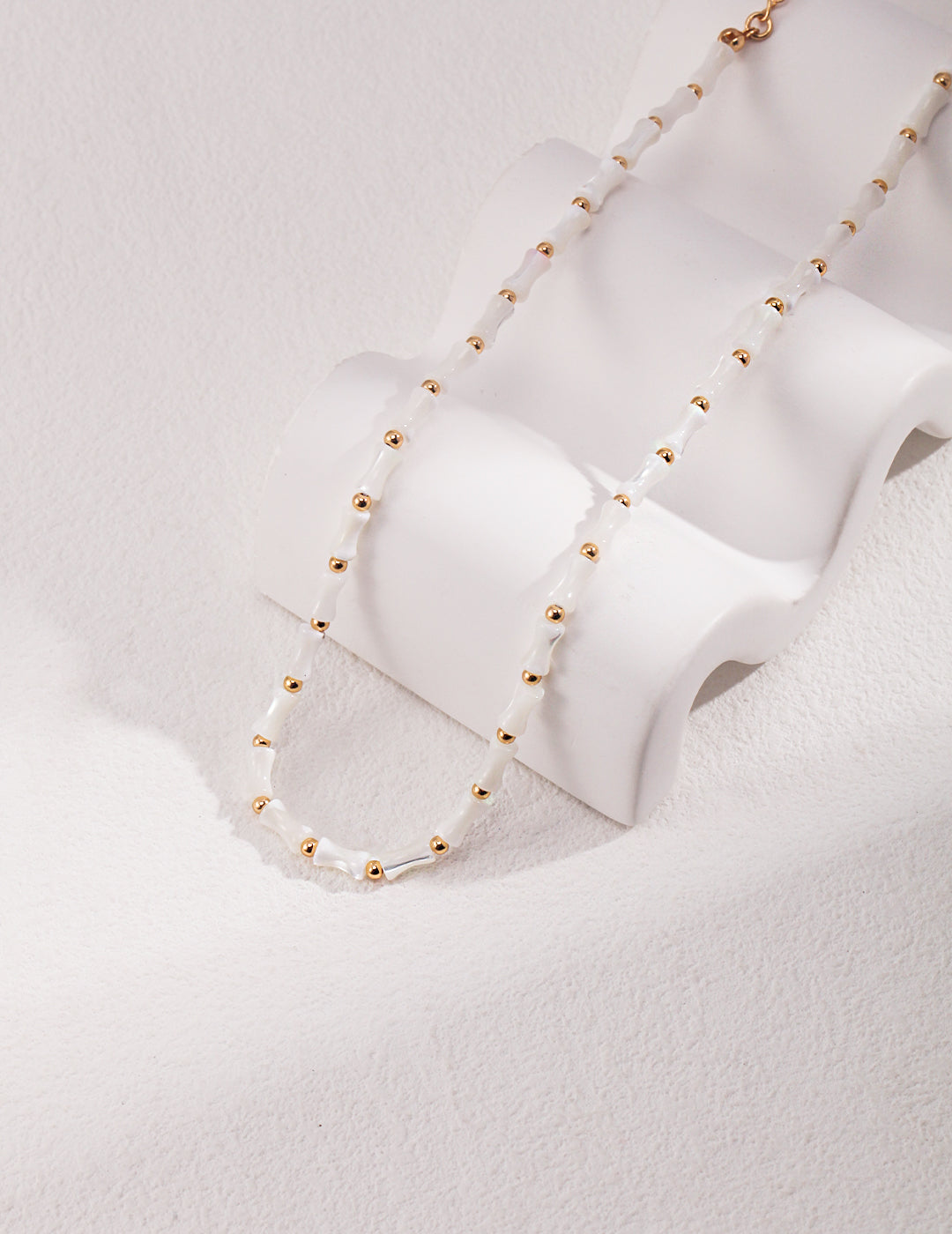 S925 Vintage Gold Bamboo Knot Stone Necklace