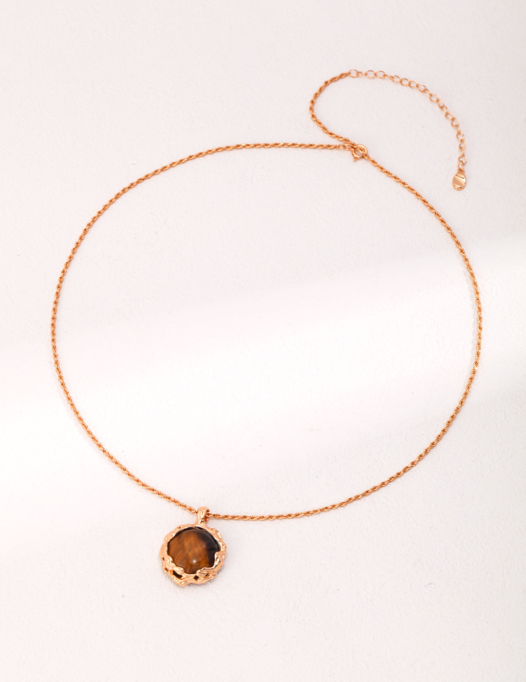 S925 Vintage Gold Tiger Eye Stone Necklace