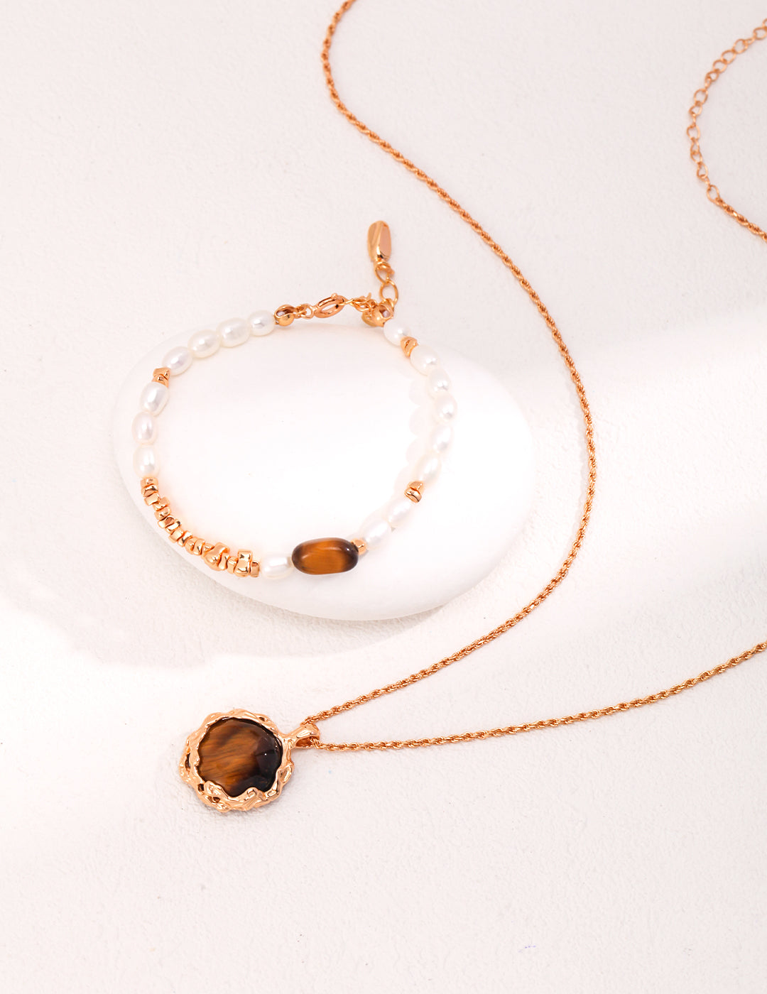 S925 Vintage Gold Tiger Eye Stone Necklace