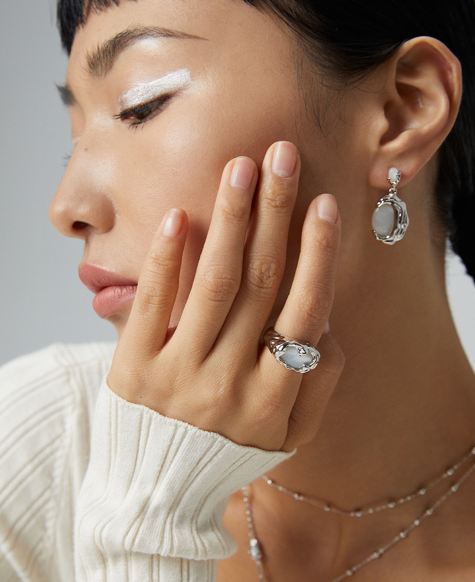 S925 mother-of-pearl opening Ring