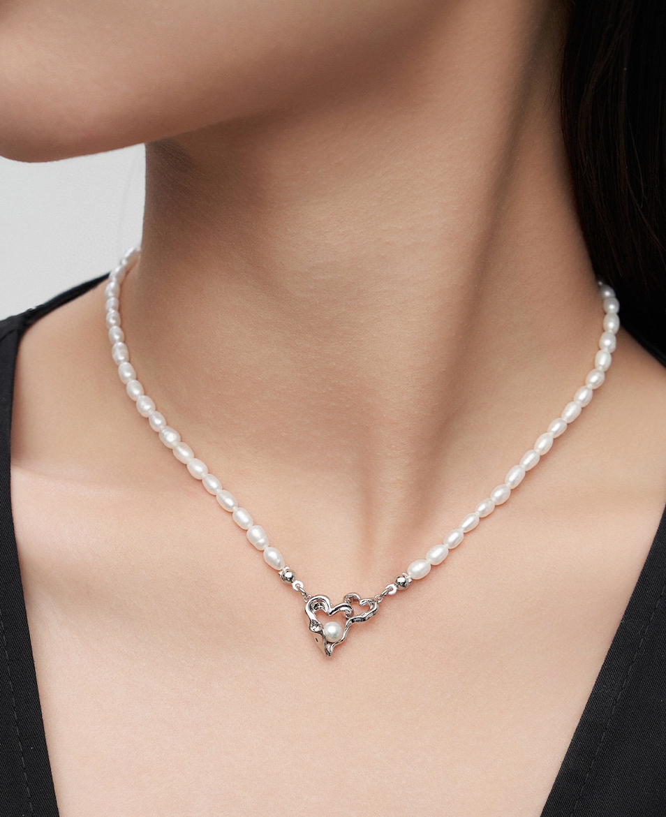 S925 Love Intertwined Pearl Necklace