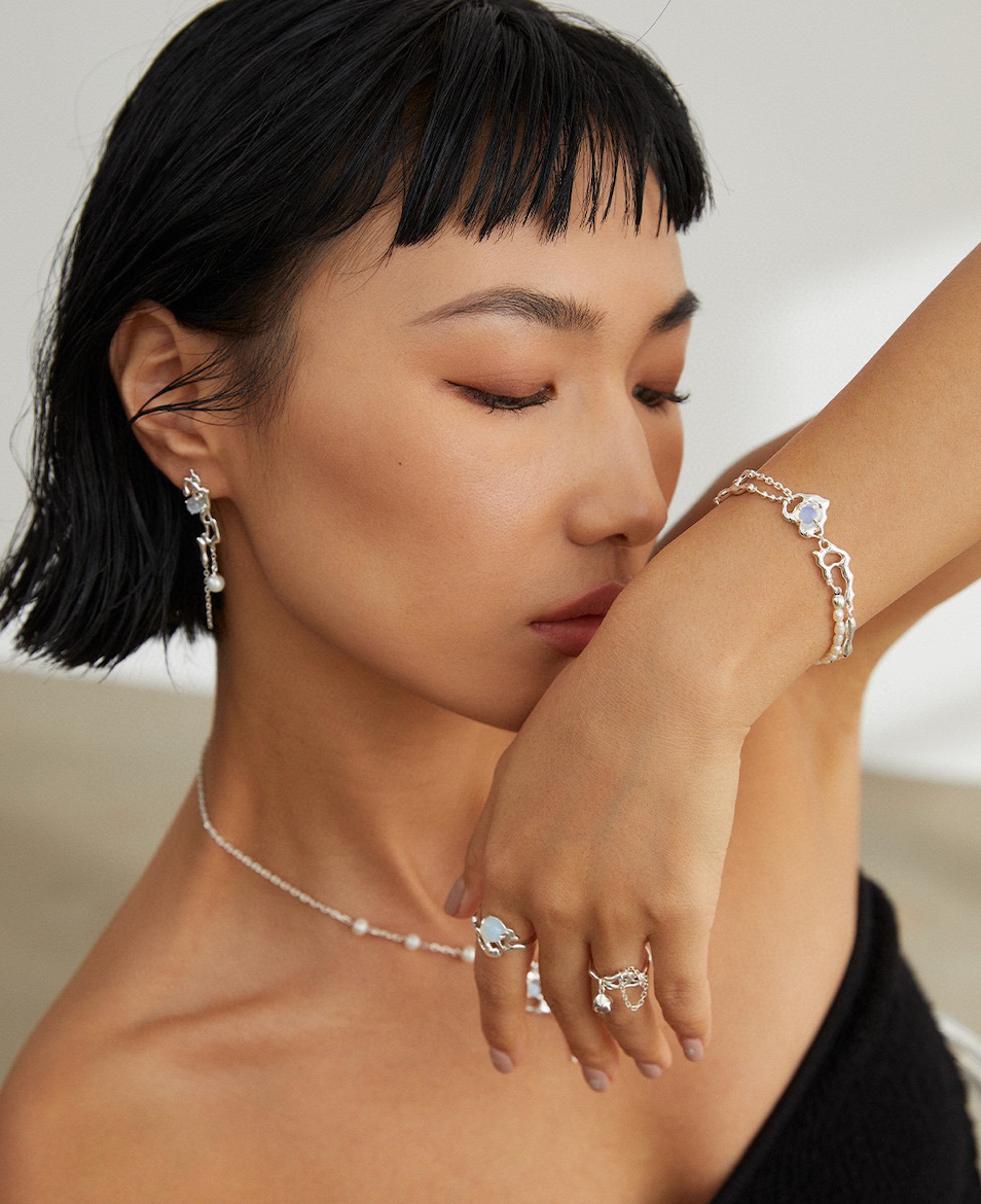 S925 Love Intertwined Pearl Opal Bracelet