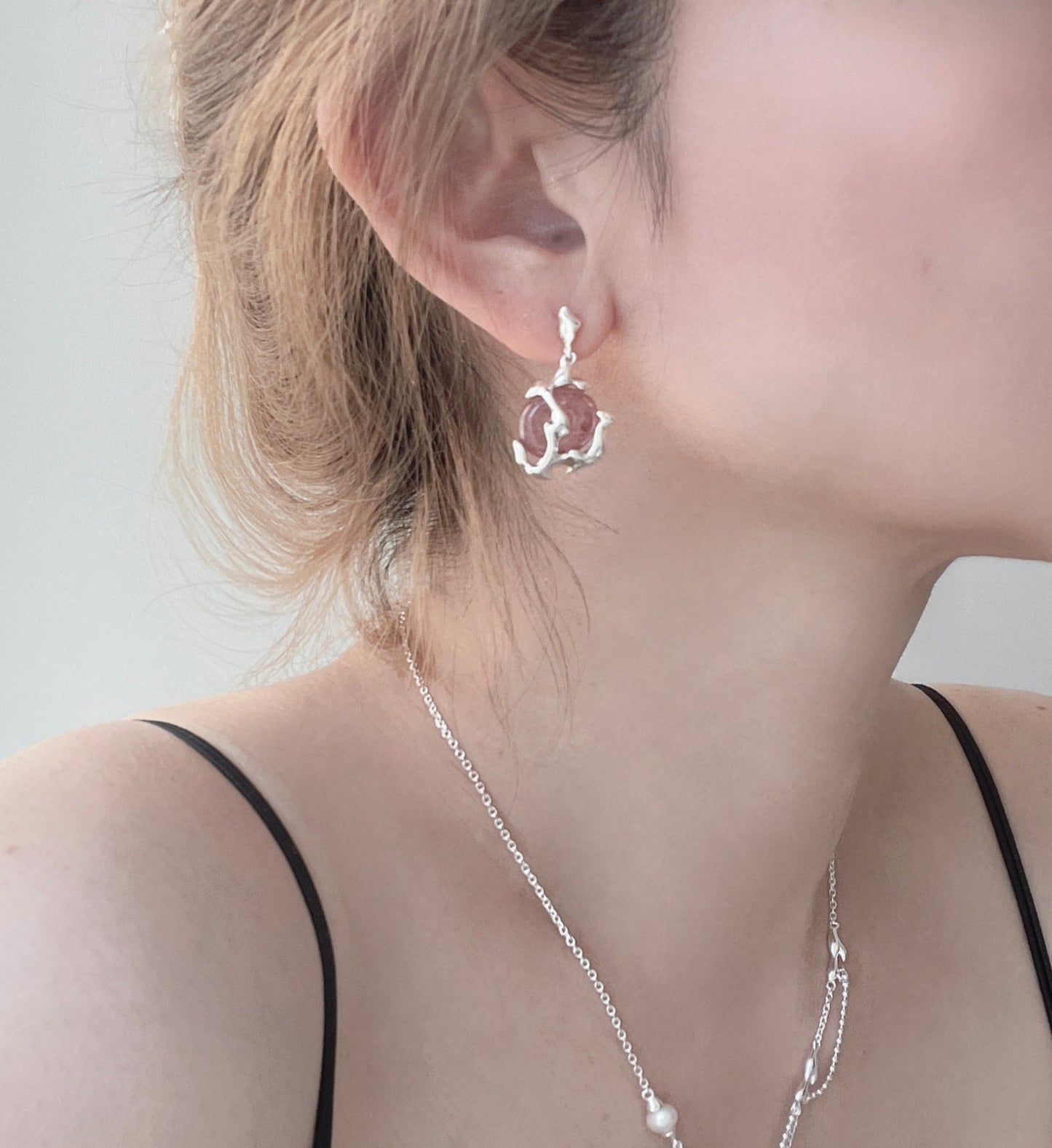 S925 Strawberry Crystal Earrings