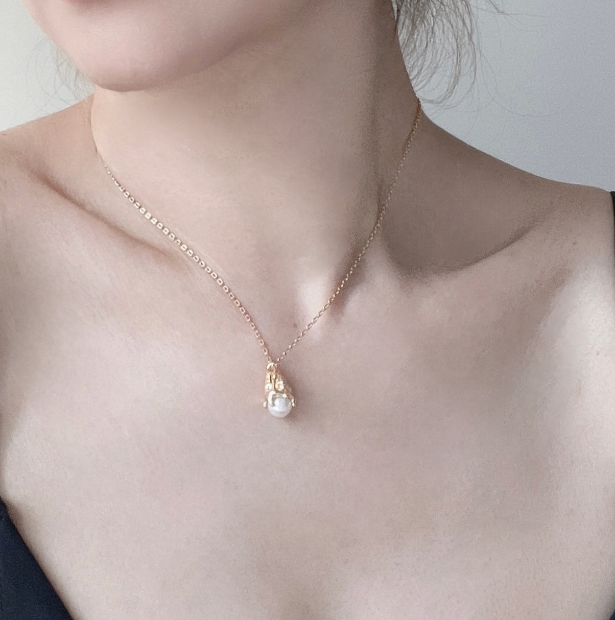S925 Vintage Gold pearl Necklace