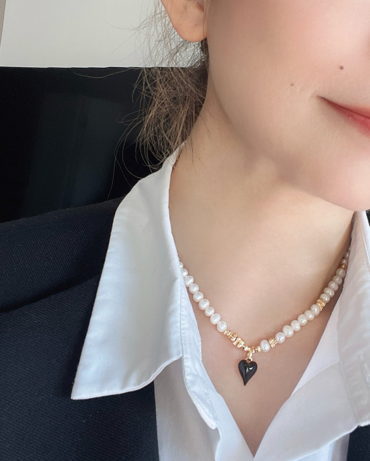 S925 Love Drop Glazed Pearl Necklace
