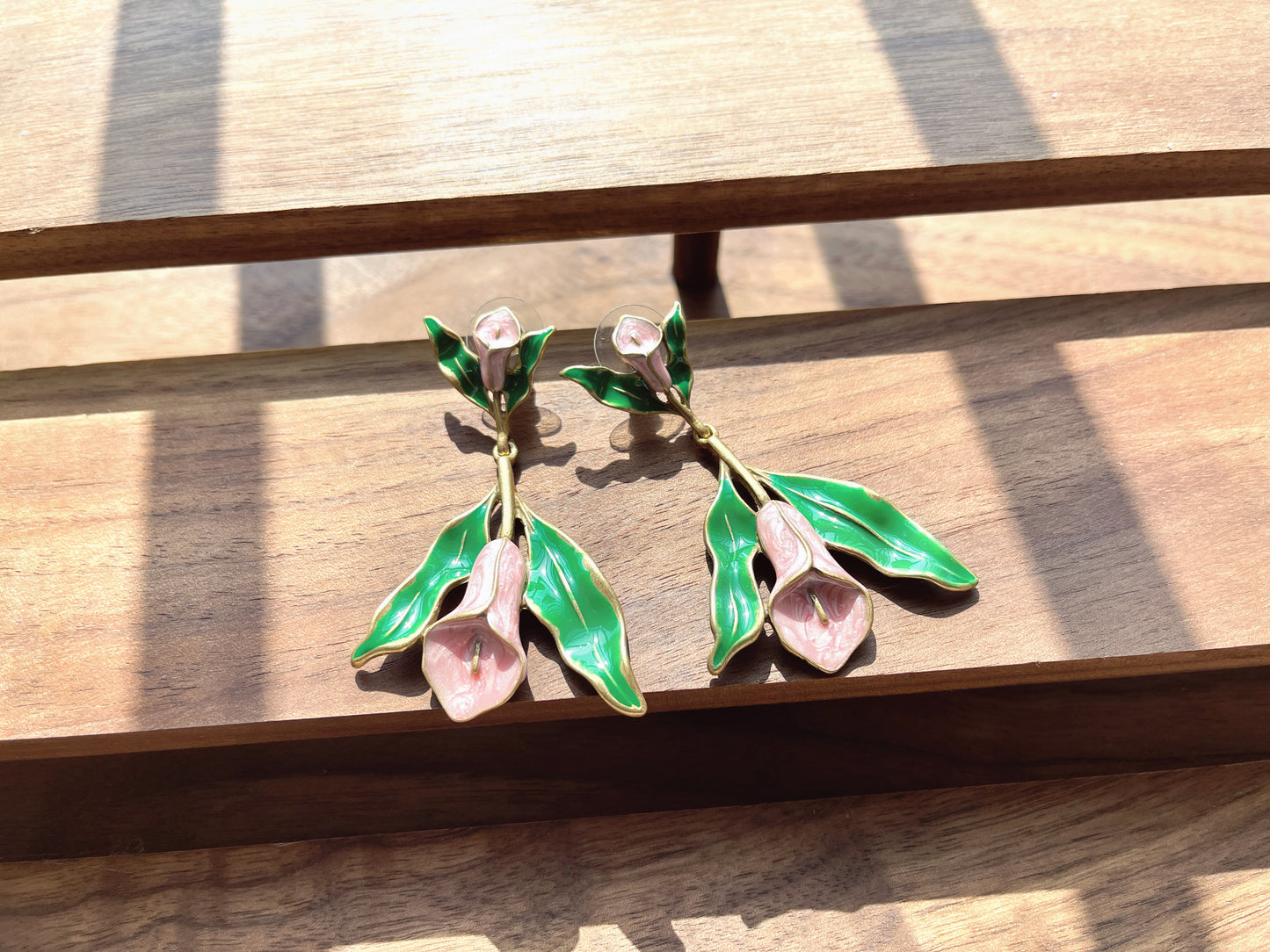 S925 Vintage Flower Drop Glaze Earrings