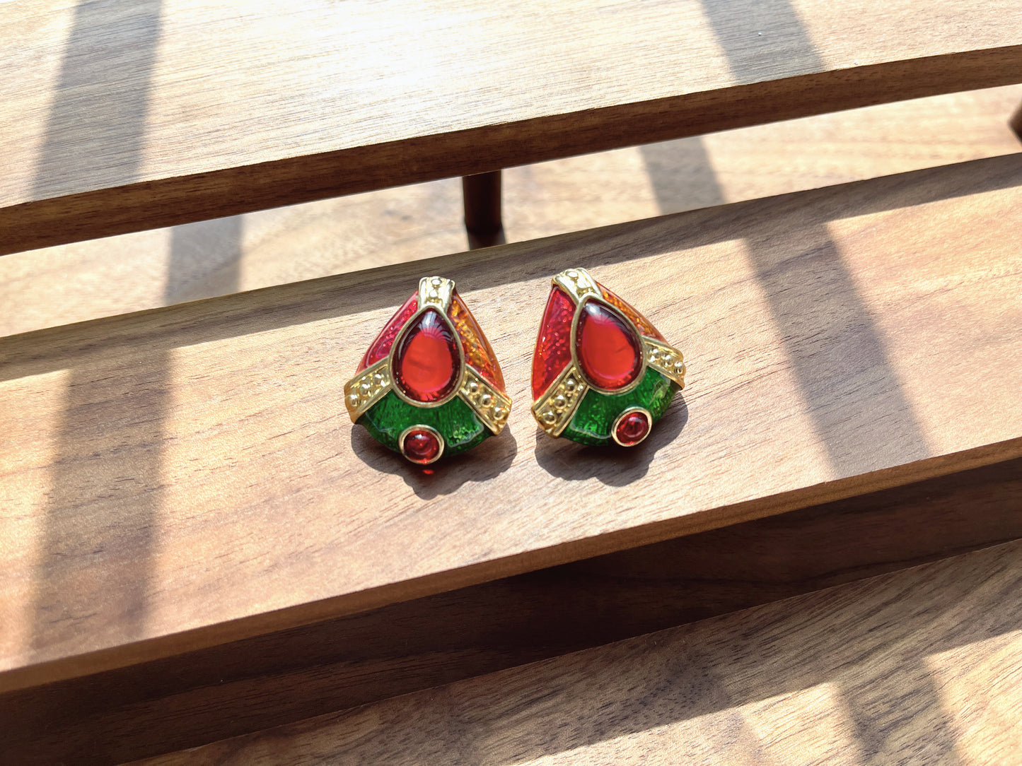 S925 Vintage Gold Drop Glaze Goddess Earrings