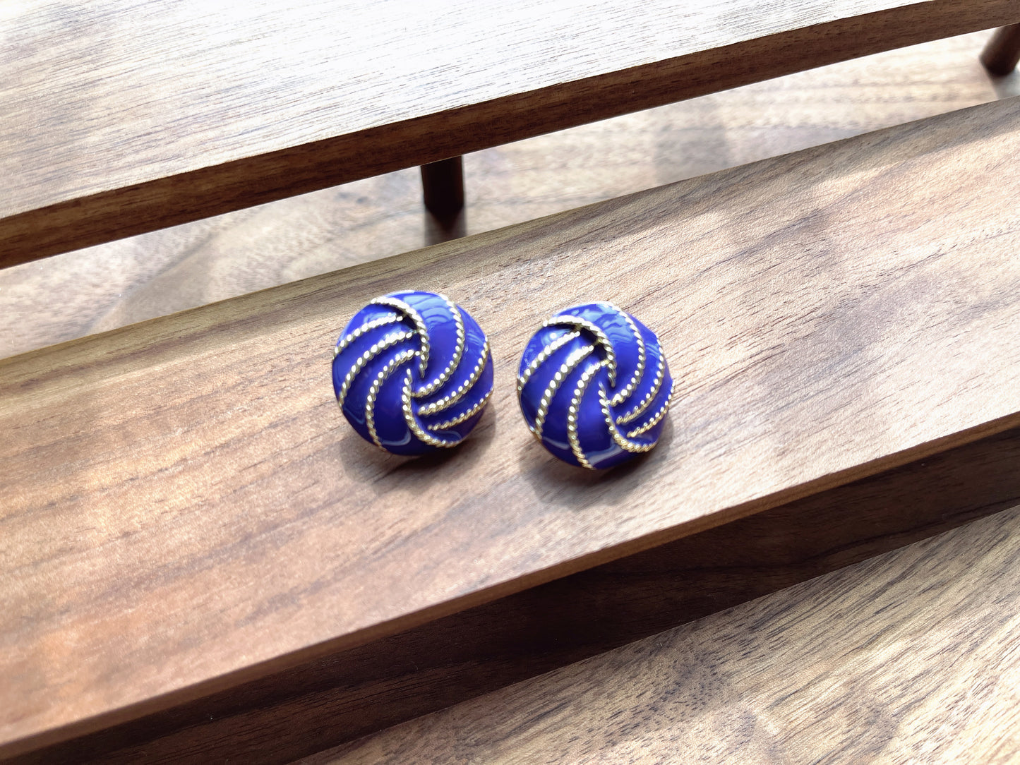 S925 Vintage Gold Drop Glaze Round Earrings