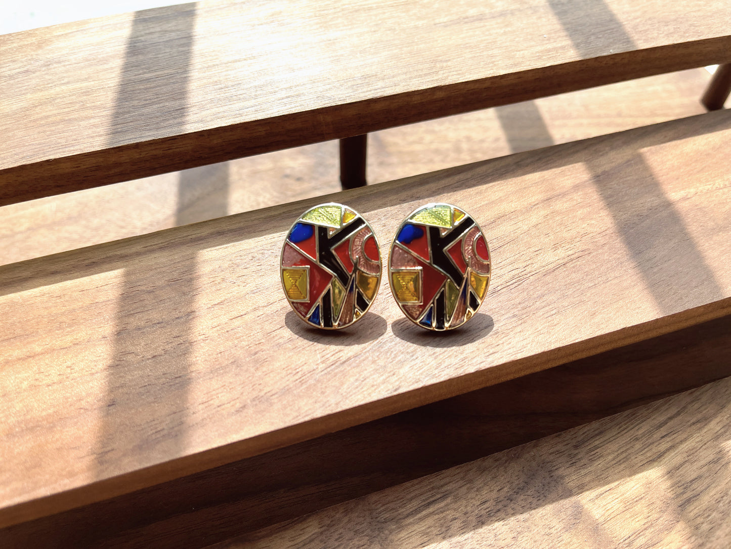 Vintage Gold Drop Glaze Clip Earrings