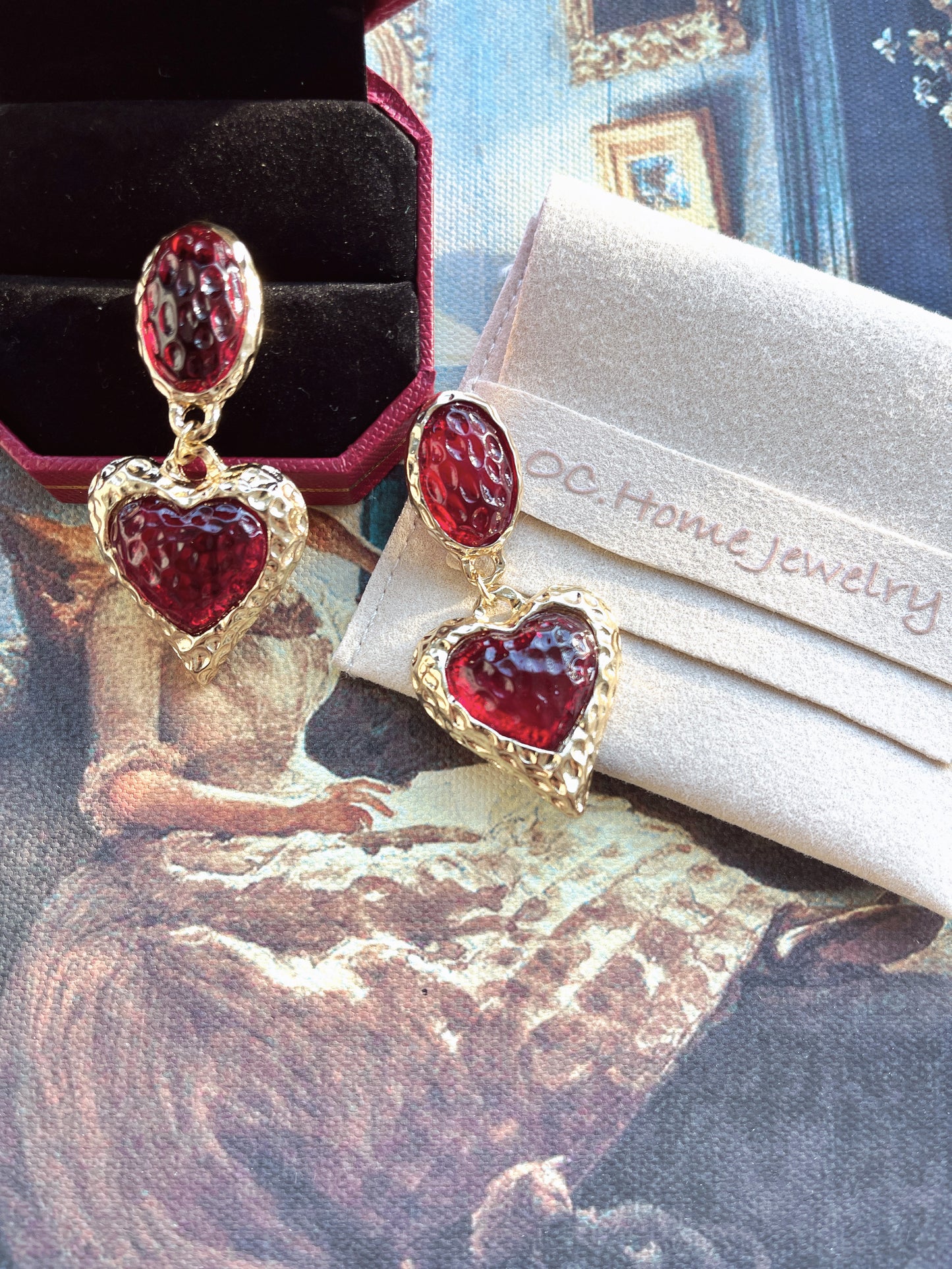 S925 Vintage Love in Strawberry Texture Earrings