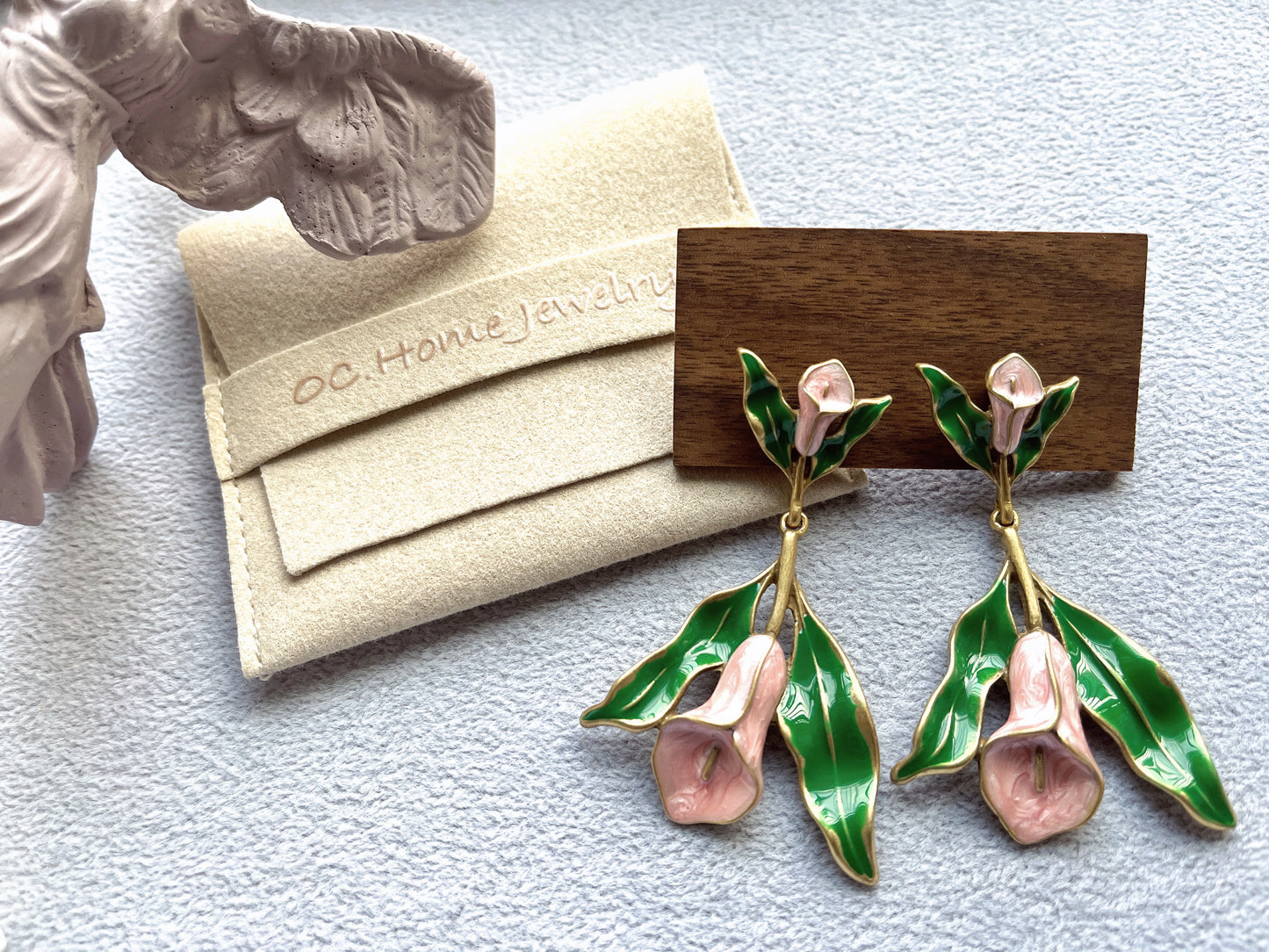 S925 Vintage Flower Drop Glaze Earrings