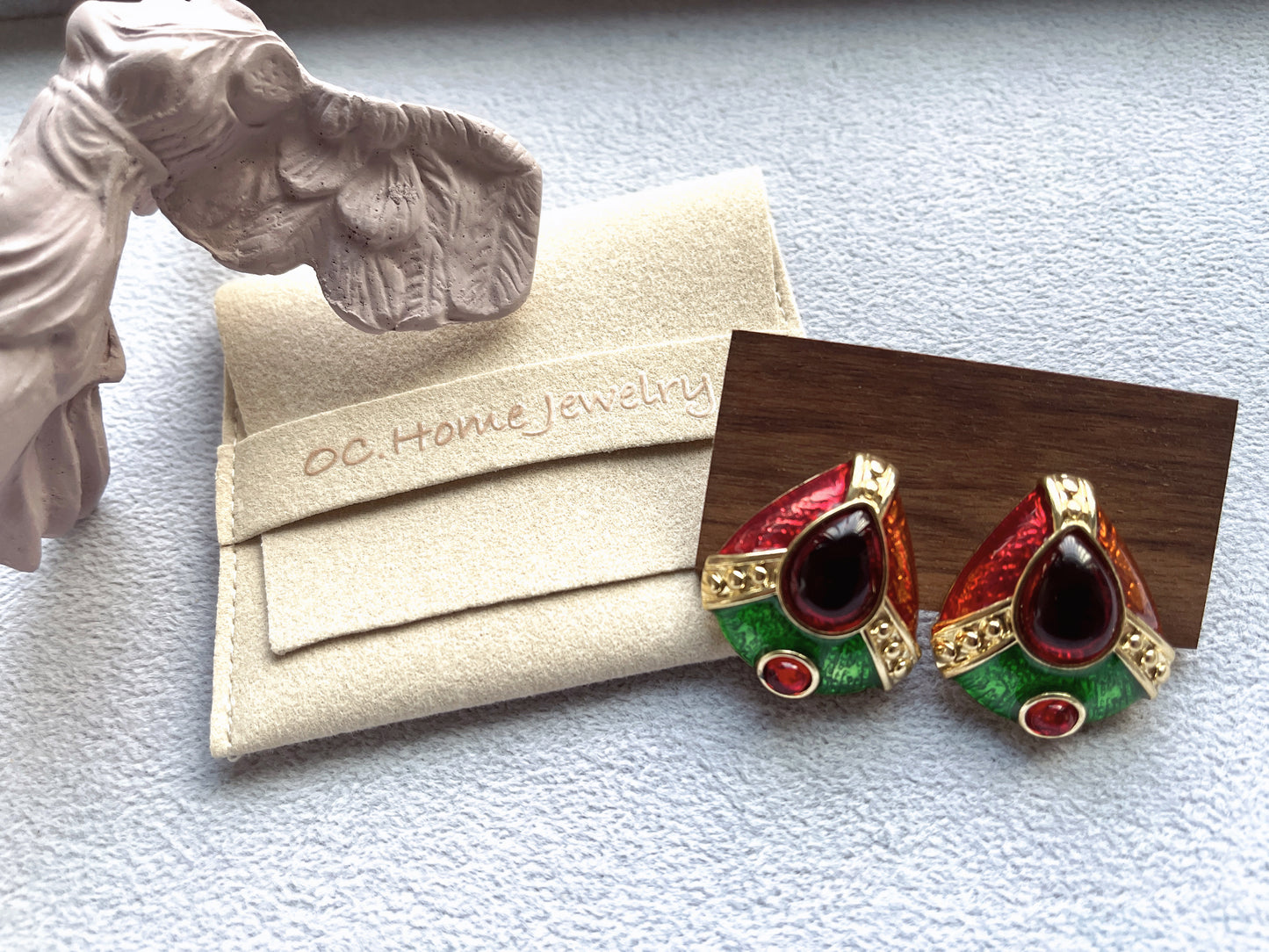 S925 Vintage Gold Drop Glaze Goddess Earrings