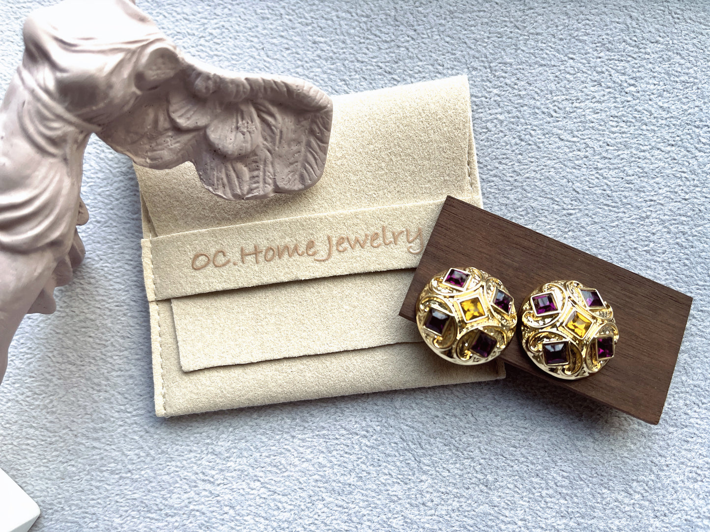 S925 Vintage Gold Rhinestone Earrings