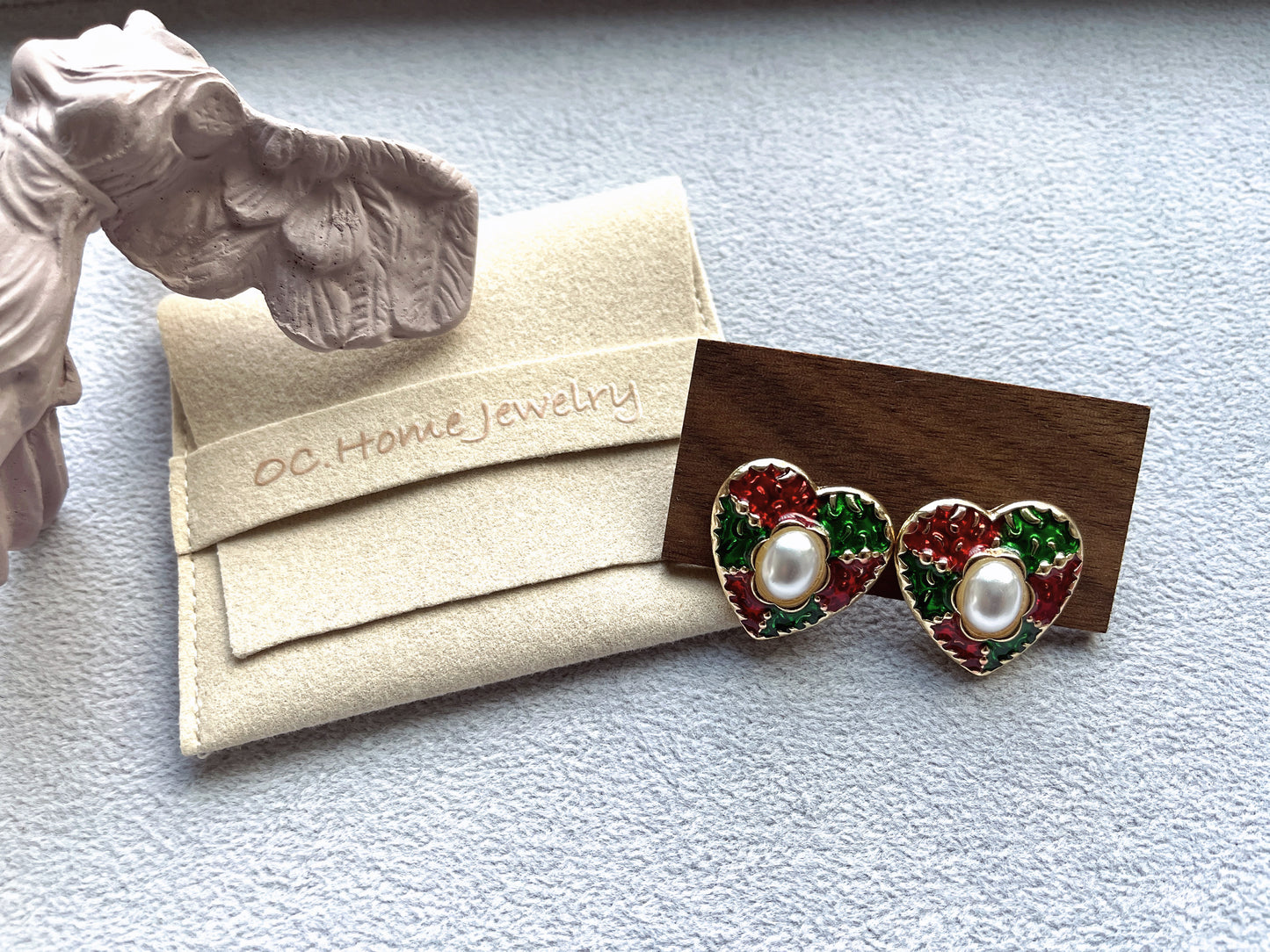 S925 Vintage Gold in Love Drop Glaze Pearl Earrings