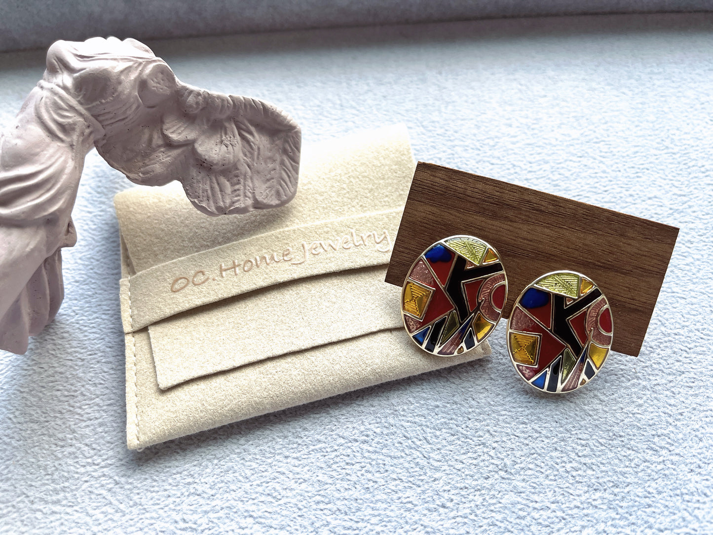 Vintage Gold Drop Glaze Clip Earrings