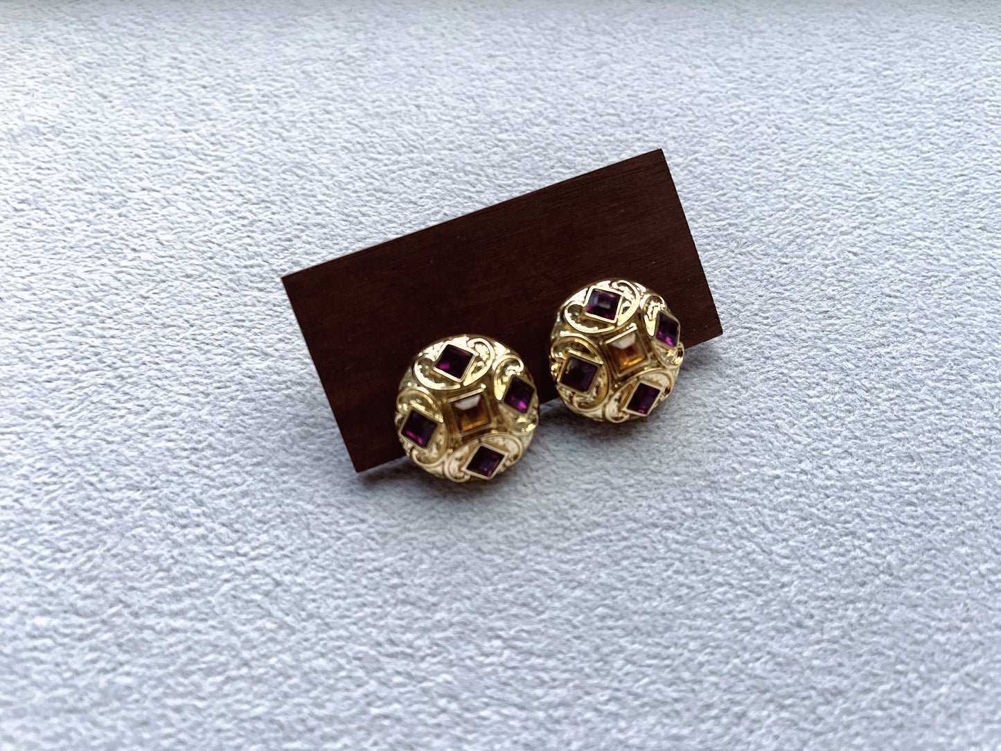 S925 Vintage Gold Rhinestone Earrings