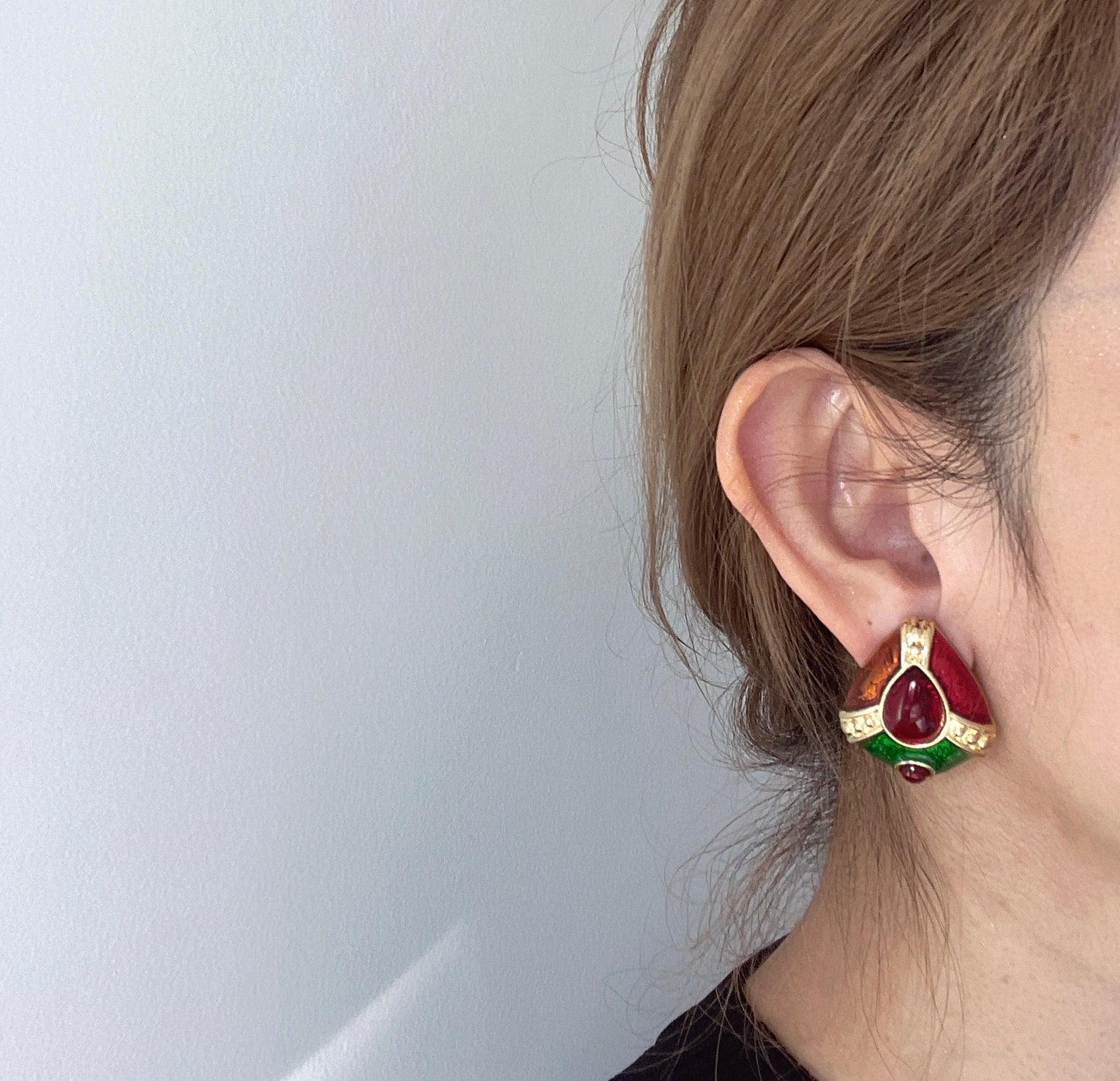 S925 Vintage Gold Drop Glaze Goddess Earrings