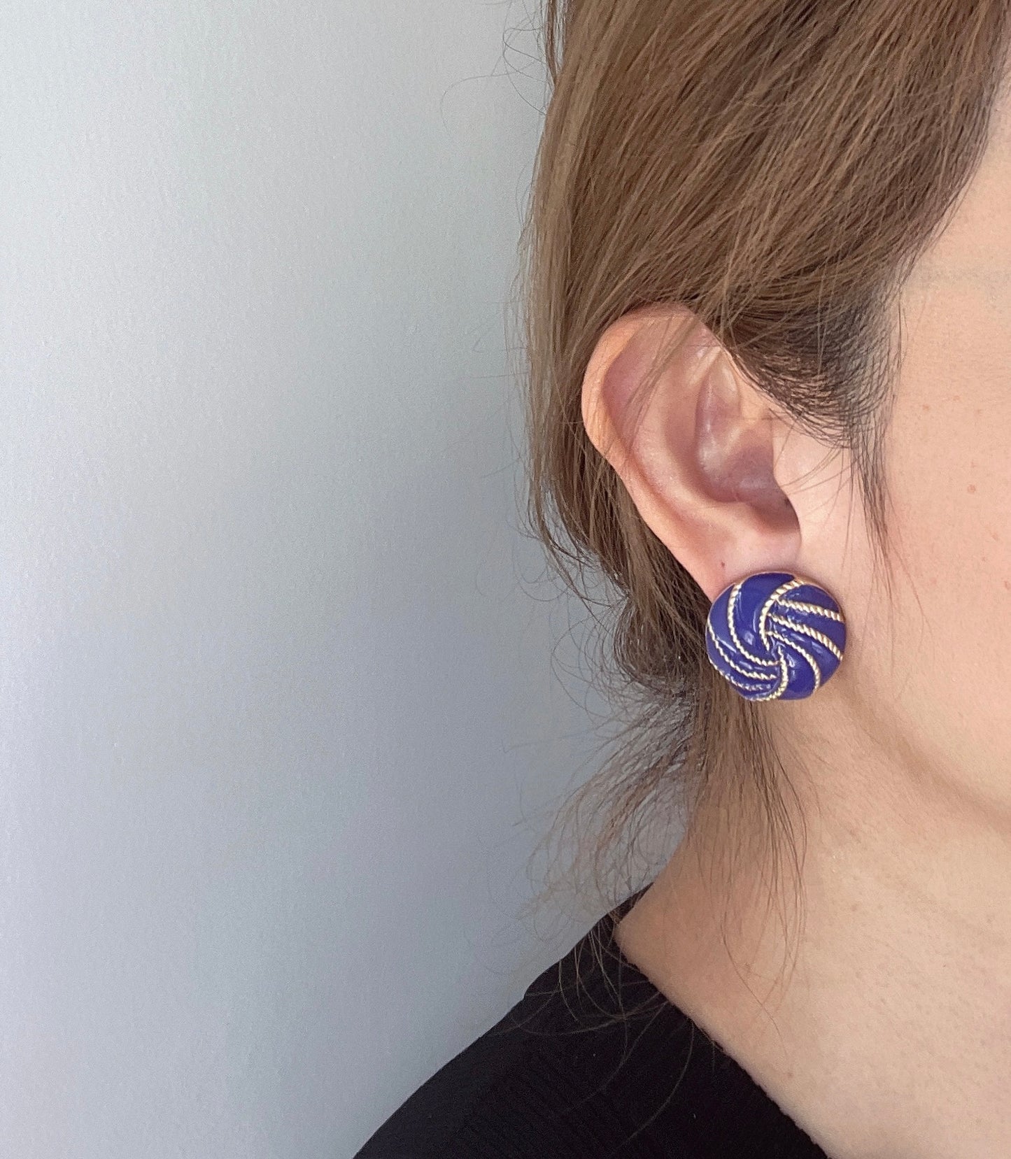 S925 Vintage Gold Drop Glaze Round Earrings