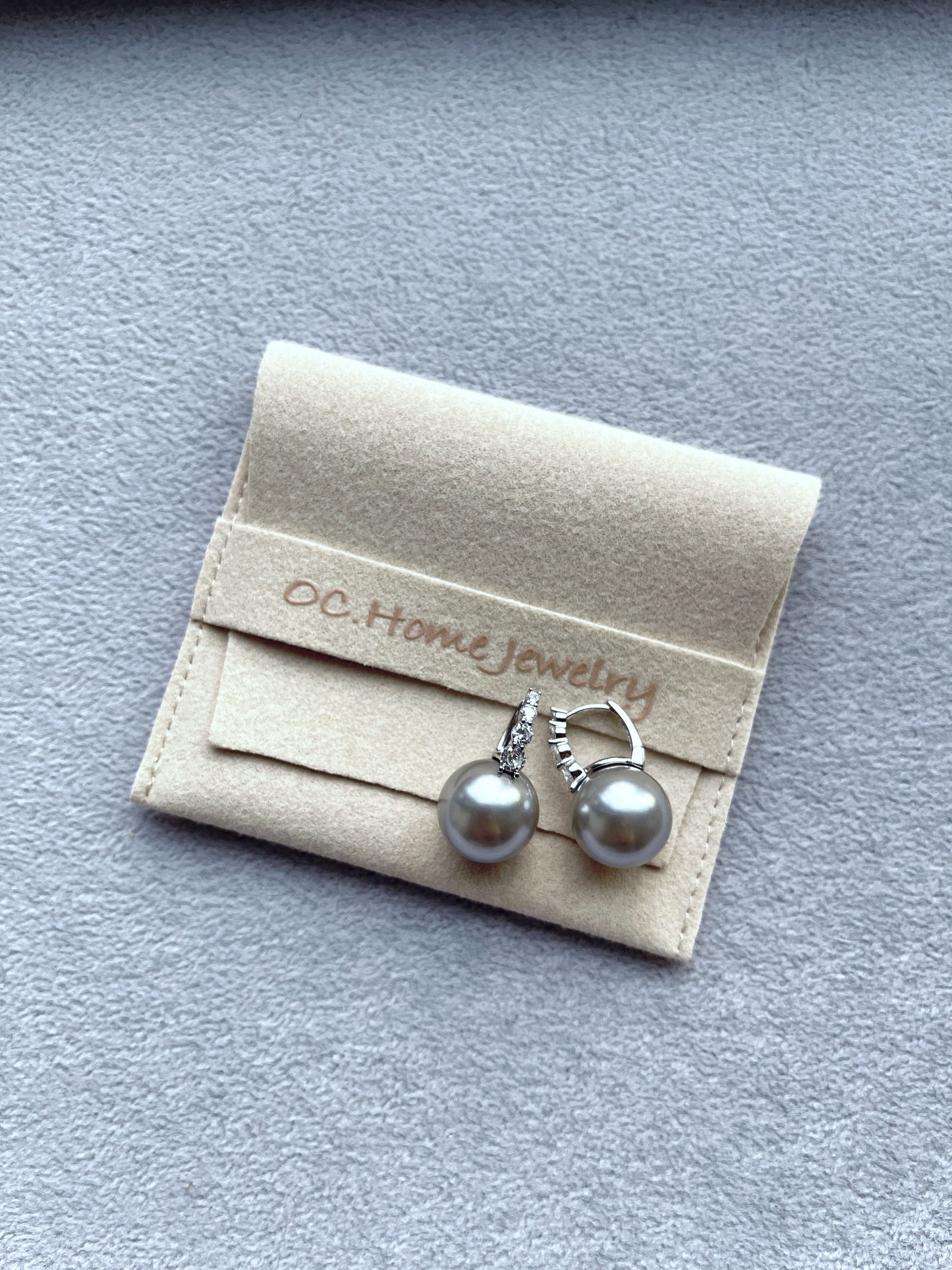 Copper-plated 14K real gold classic zircon pearl earrings