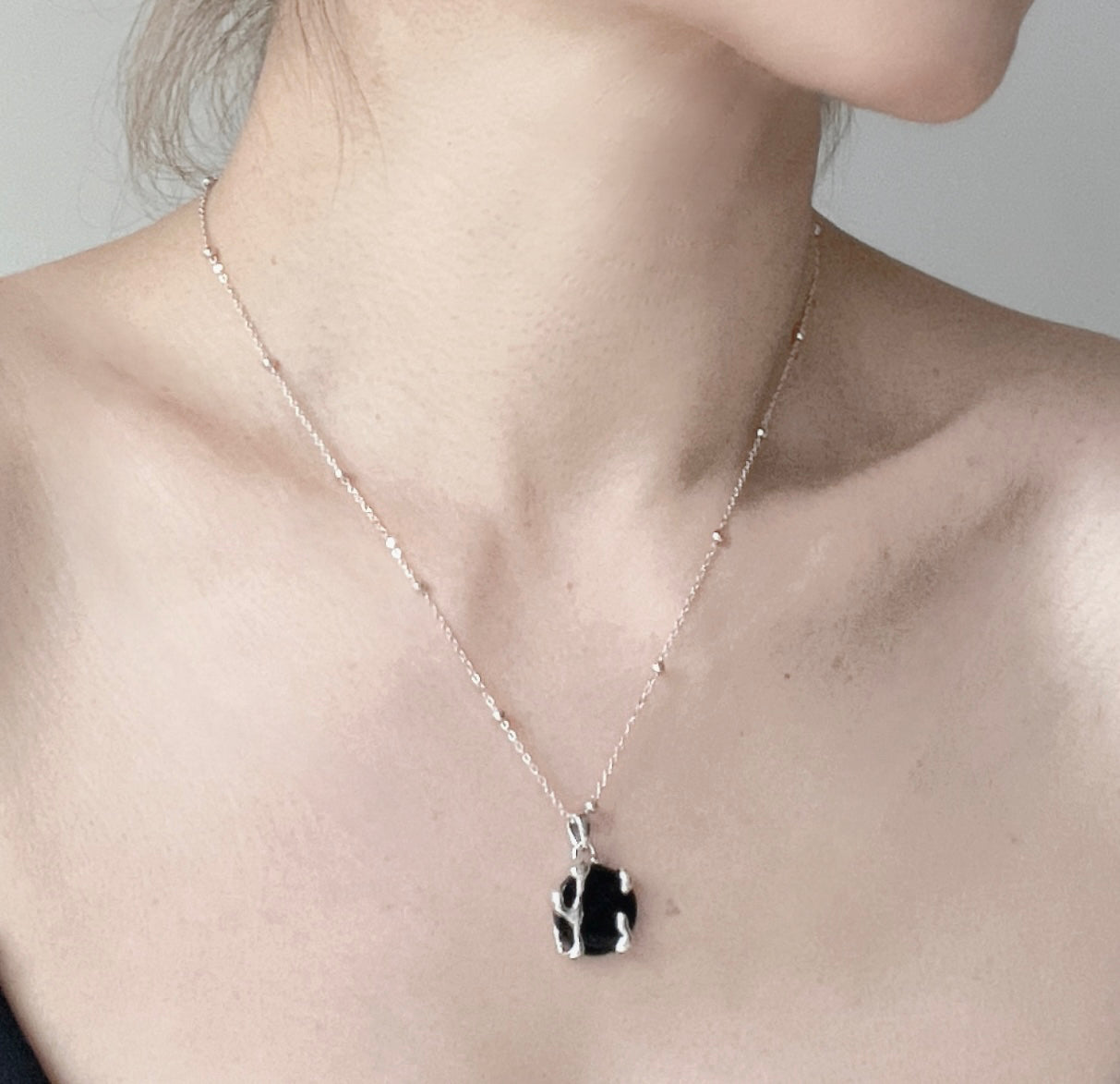 S925 Black Agate Necklace
