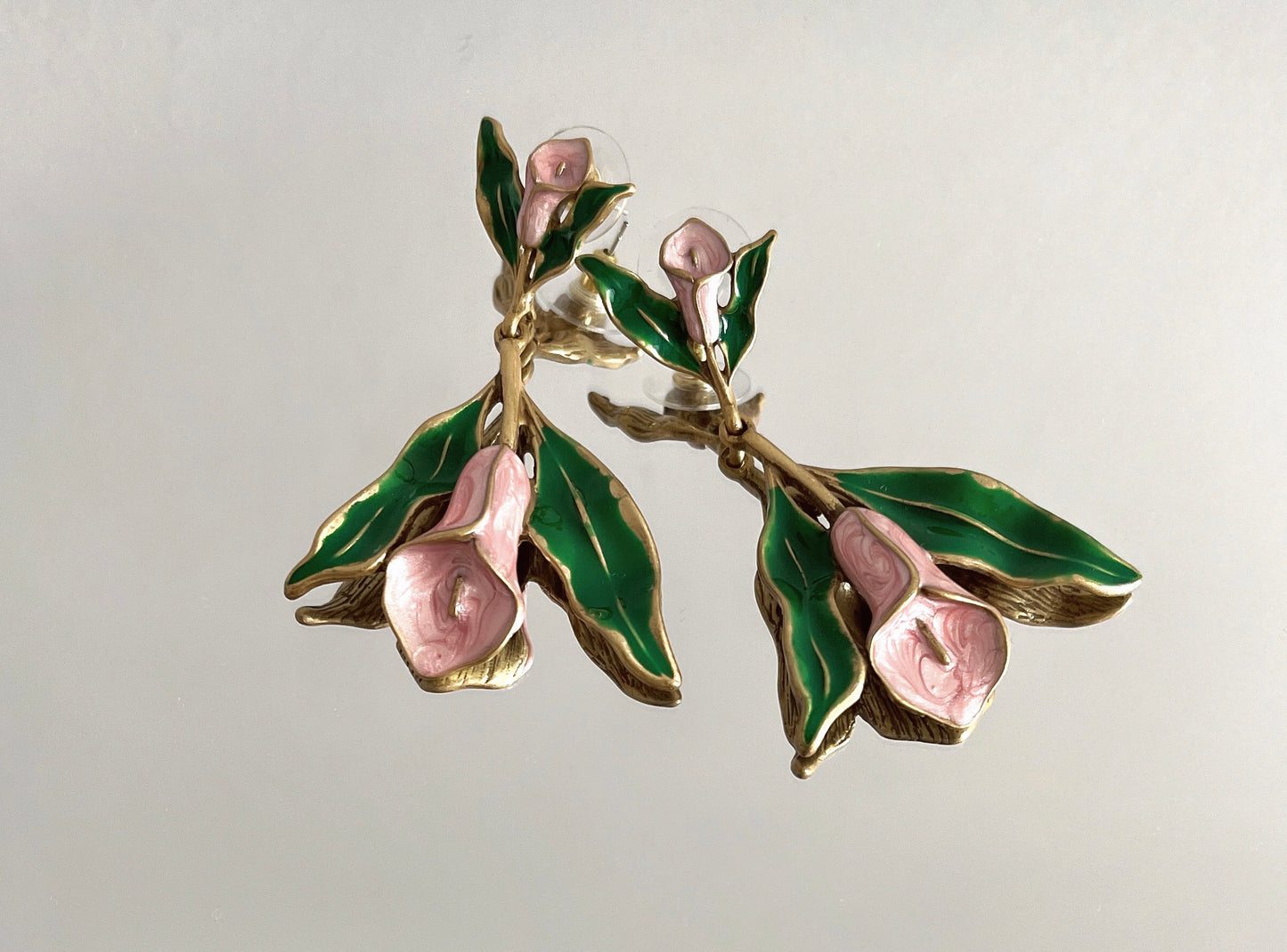 S925 Vintage Flower Drop Glaze Earrings