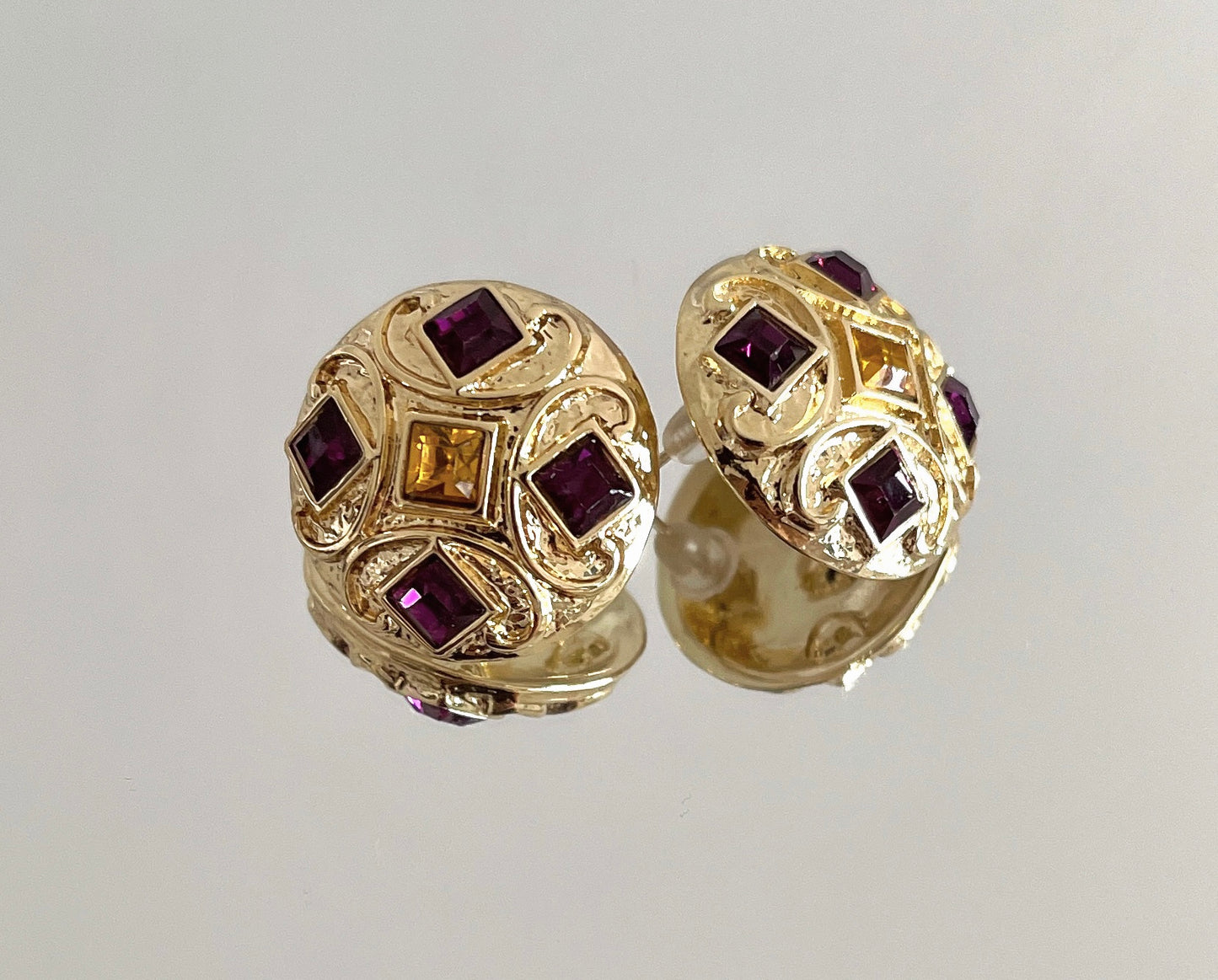 S925 Vintage Gold Rhinestone Earrings