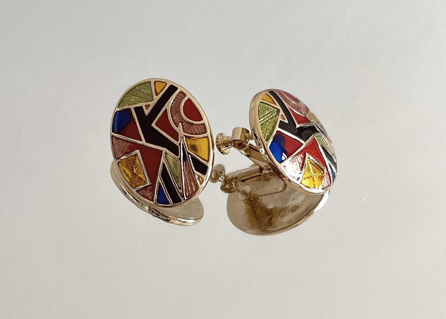 Vintage Gold Drop Glaze Clip Earrings