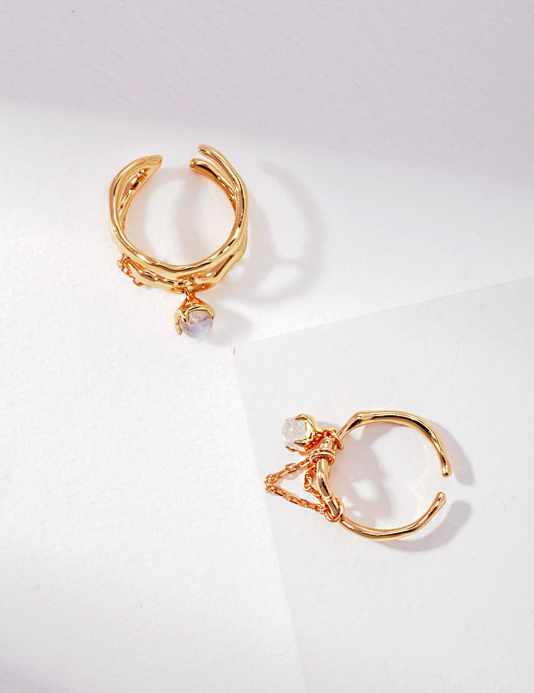 S925 Irregular Double Circle Opal Ring