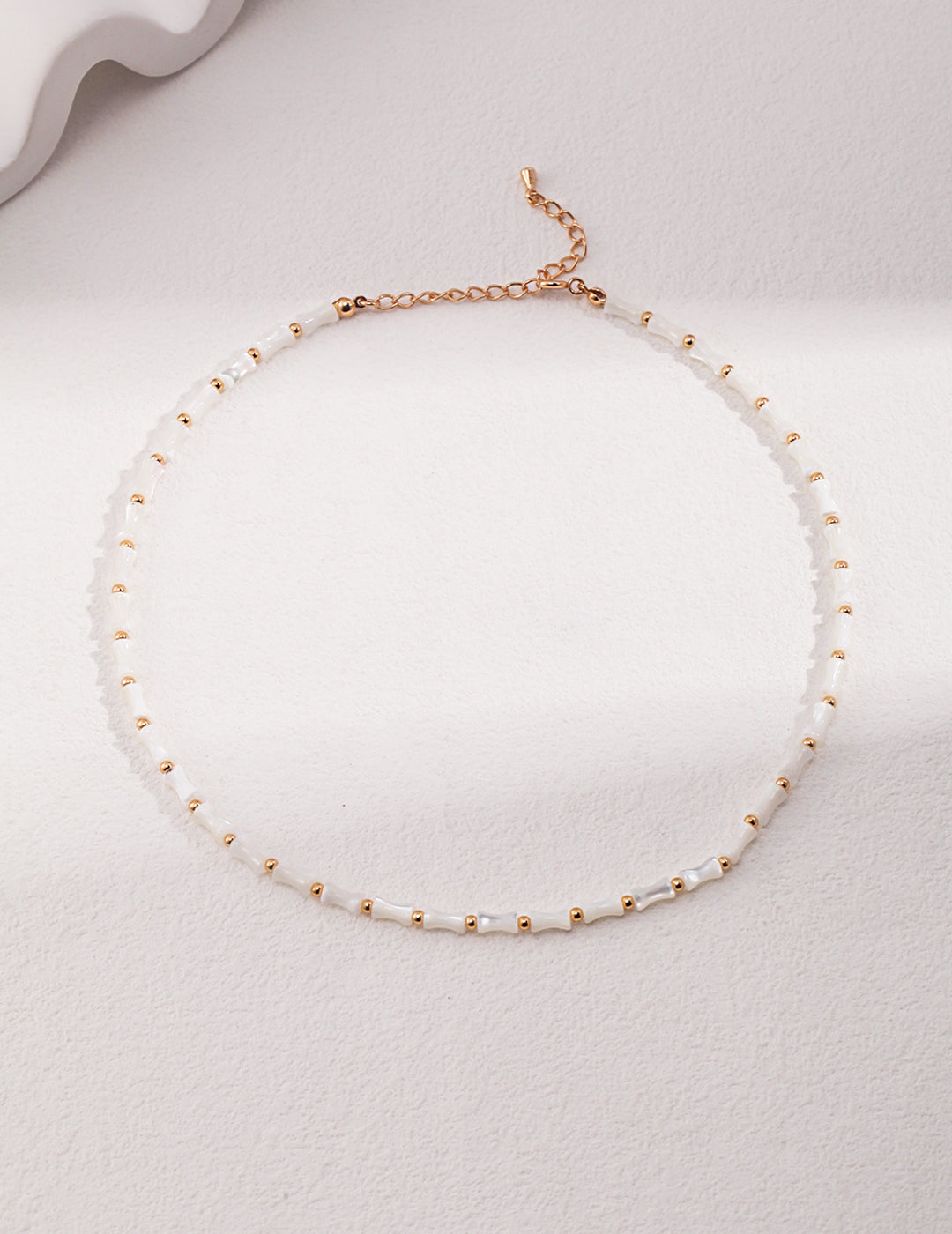 S925 Vintage Gold Bamboo Knot Stone Necklace