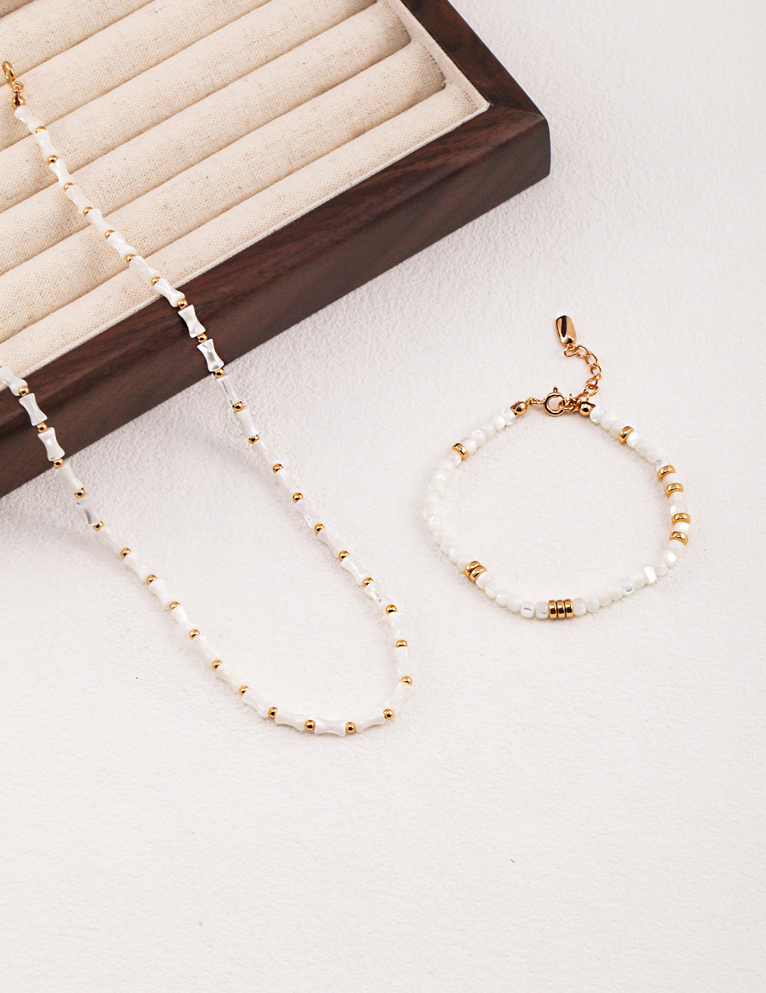 S925 Vintage Gold Bamboo Knot Stone Necklace