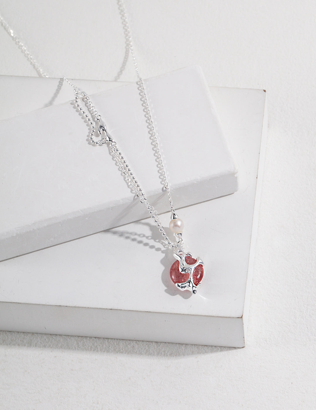S925 Strawberry Crystal Pearl Necklace
